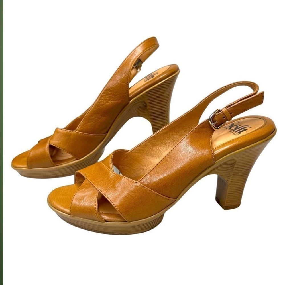 Sofft Leather Criss Cross Slingback Low Heeled Bohemian Cottagecore Clog 8.5